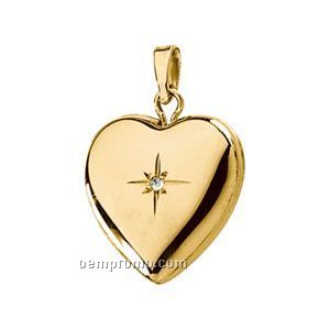 14ky .0067 Ct 13-1/2x12-1/2 Ladies' Diamond Heart Locket Pendant