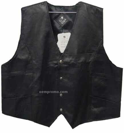 Large Black Lambskin Napa Unisex Vest W/ Slash Pocket