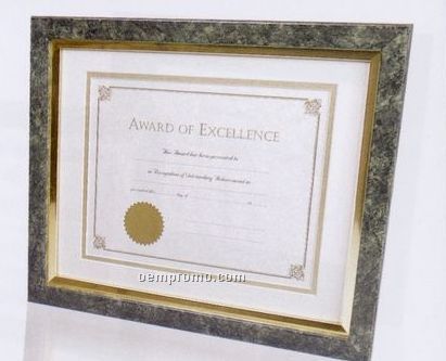 Premium Polymer Certificate Frame W/ Jade Marble Finish & Gold Liner