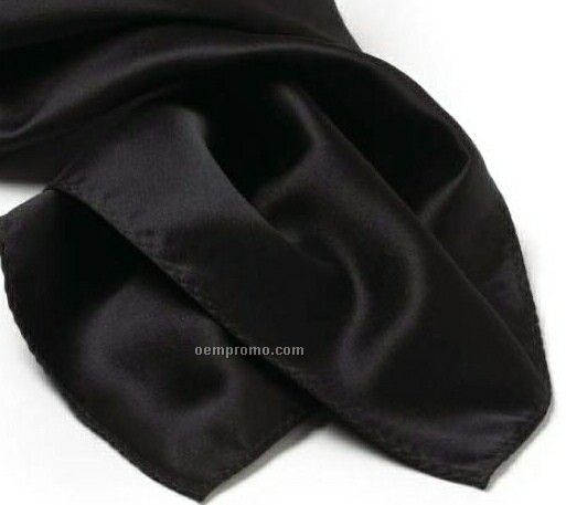 Wolfmark Solid Series Black Polyester Satin Scarf (21"X21")
