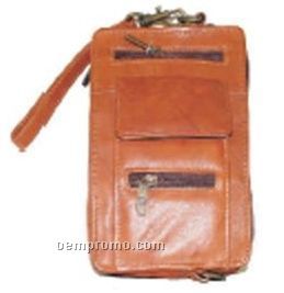 Black Roberta 2 Cowhide 2 Section Organizer W/ Outside Cell Pocket