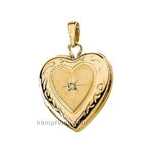 Ladies' 14ky .0067 Ct 13-1/2x12-1/2 Diamond Heart Locket Pendant