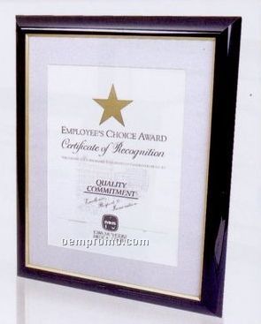 Premium Polymer Certificate Frame W/ Glossy Black Finish/ Gold Trim