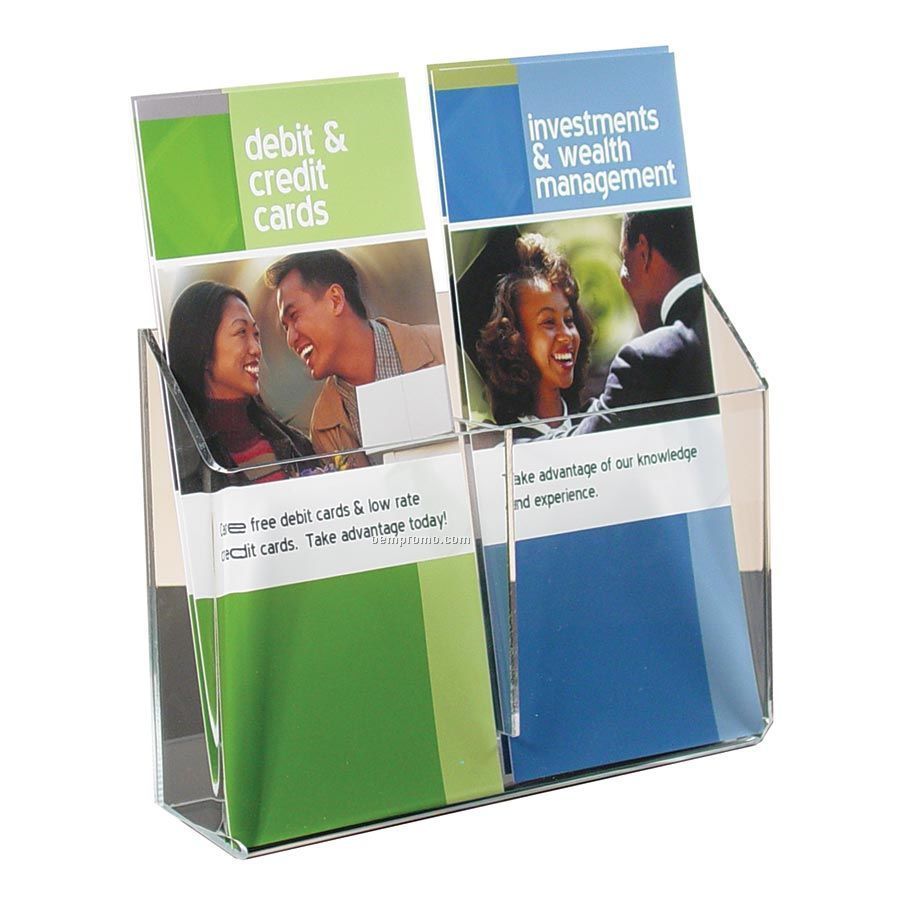 2-pocket Clear Acrylic Brochure Holder - Wall