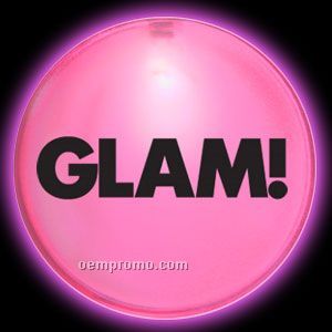 Round Light Up Button W/ Glow LED - Pink (2