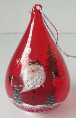 Santa Tear-drop Red Glass Ornament
