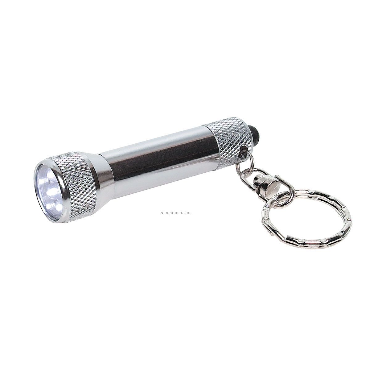 Silver Flashlight Keychain W/ White LED