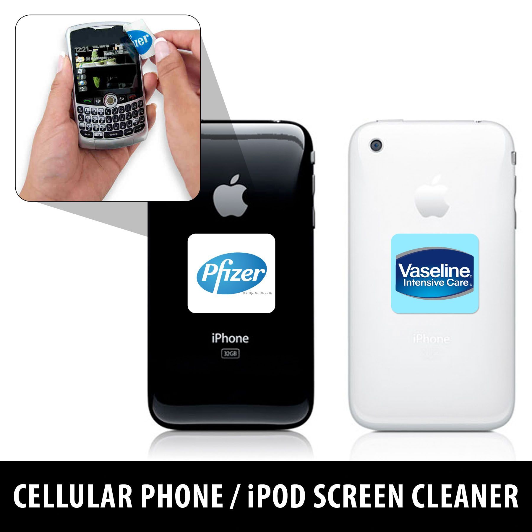 Stick-on Screen Cleaner With Custom Backer Card - 2 To 4 Color