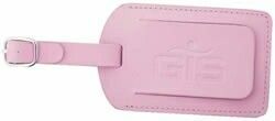 Pink Leather Luggage Tag With Leather Strap & Silver Buckle