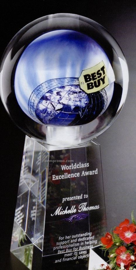 Crystal Hand Painted Sphere Award (5" Sphere)