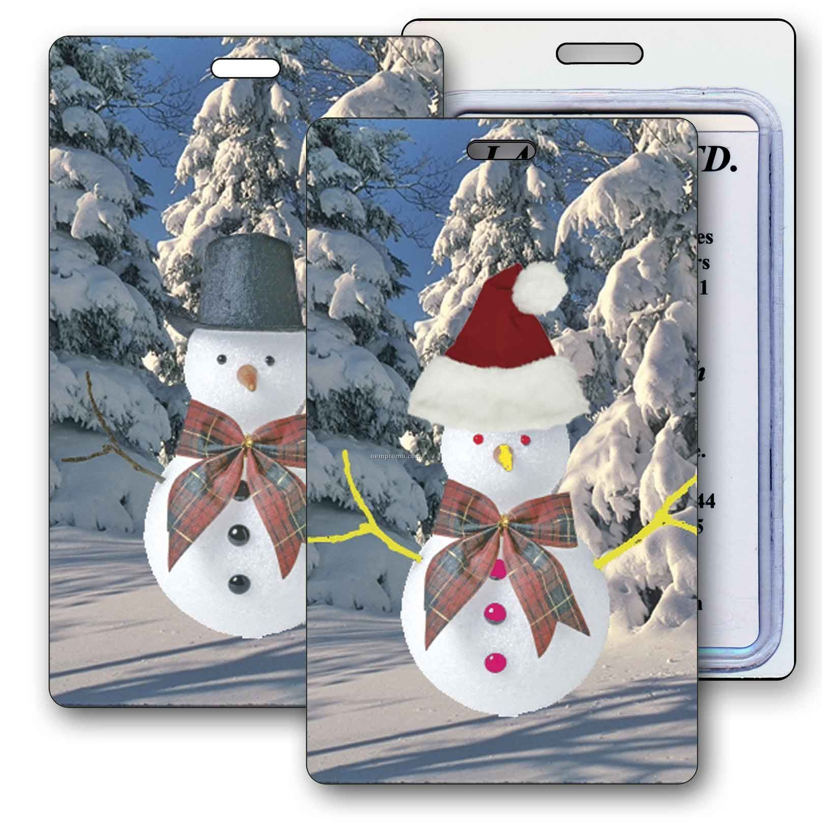 Luggage Tag 3d Lenticular Winter, Snowman,Santa,Stock Image (Blank Product)