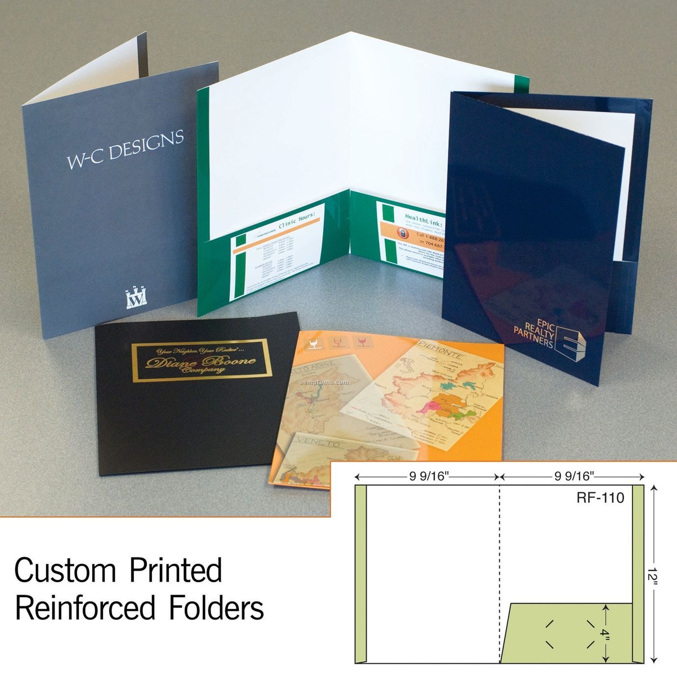 Reinforced Folder W/ Single Score Spine & 1 Pockets (1 Color/1 Side)