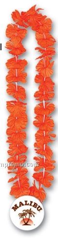 36" Silk 'n Petals Leis W/ Custom Paper Medallion (4 Flower Colors)