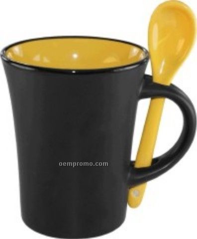 9.5 Oz. Hilo Ceramic Coffee Mug W/Spoon
