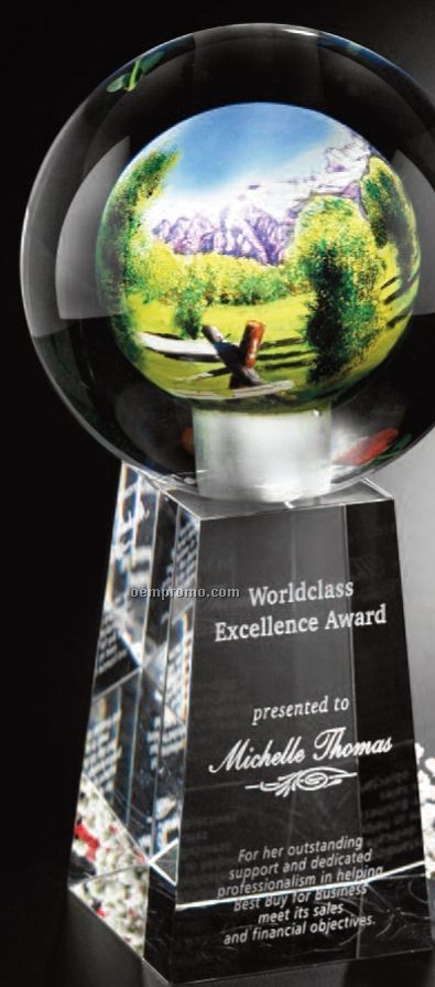 Crystal Hand Painted Sphere Award (6" Sphere)
