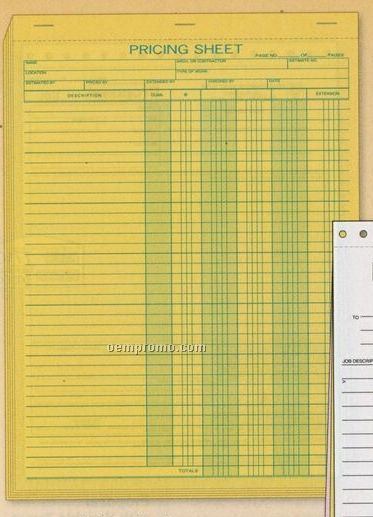 Pricing Sheets - Pad Of 50 Forms