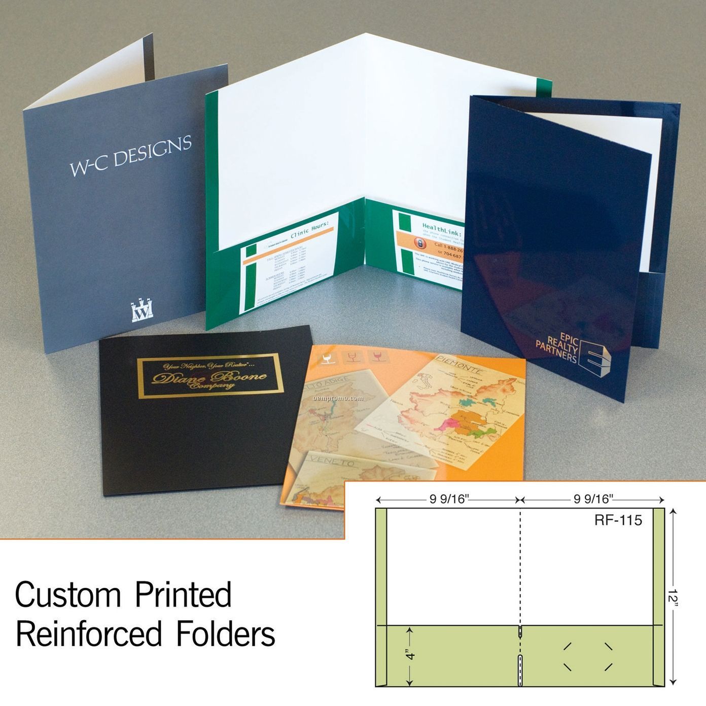 Reinforced Folder W/ Reinforced Continuous Pocket (1 Color/1 Side)