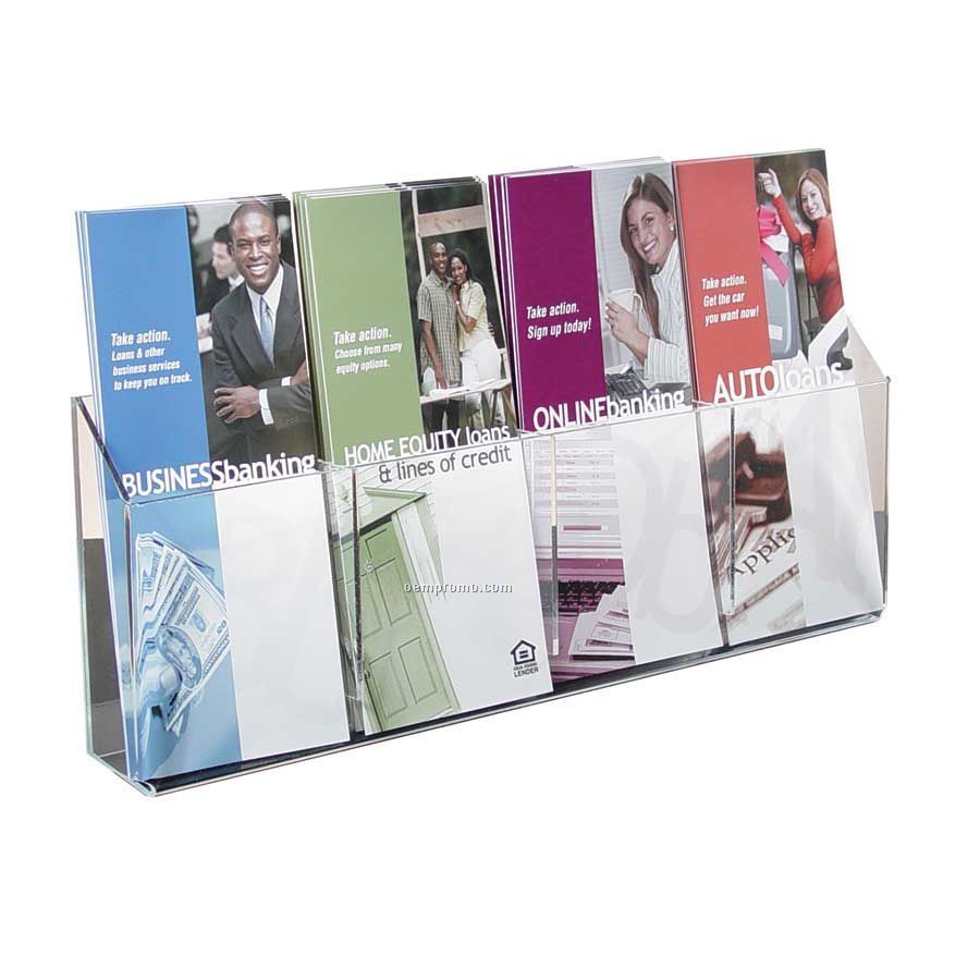 4-pocket Clear Acrylic Brochure Holder - Wall