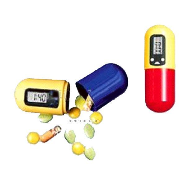 Capsule Motif Medicine Container With Timer