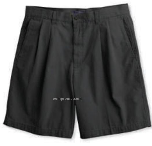 Dockers Men's Washed Khaki Pleated Shorts (Navy Blue)