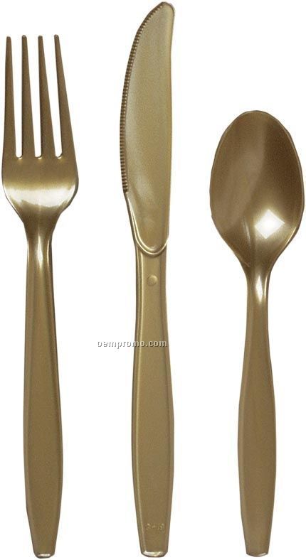 Old Gold/ Glittering Gold Colorware Plastic Fork