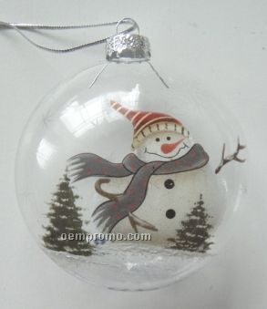 Snowman Clear Glass Ornament