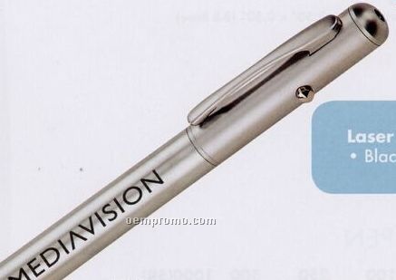 Silver Laser Pointer Pen W/ Stylus