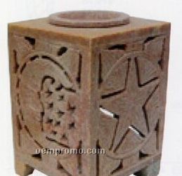 Soapstone Oil Burner Rectangle With Star & Moon