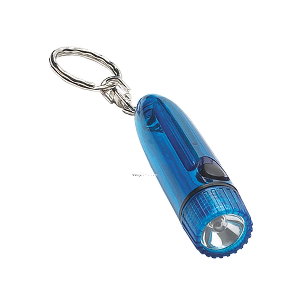 Bullet Shape Translucent Blue Flashlight Keychain