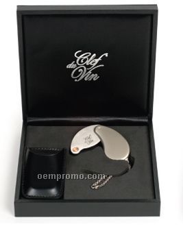 Clef Du Vin Pocket Model Tool In Black Gift Box- Laser Engraved
