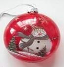 Snowman Ornament Red Glass