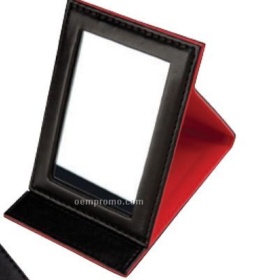 Black & Red Faux Leather Mirror