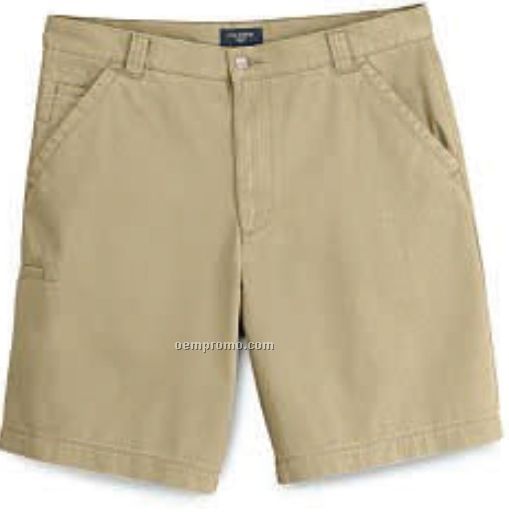 Dockers Men's Washed Khaki Flat Front Shorts (Navy Blue)