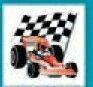 Stock Temporary Tattoo - Dragster Race Car W/ Checkered Flag (1.5"X1.5")