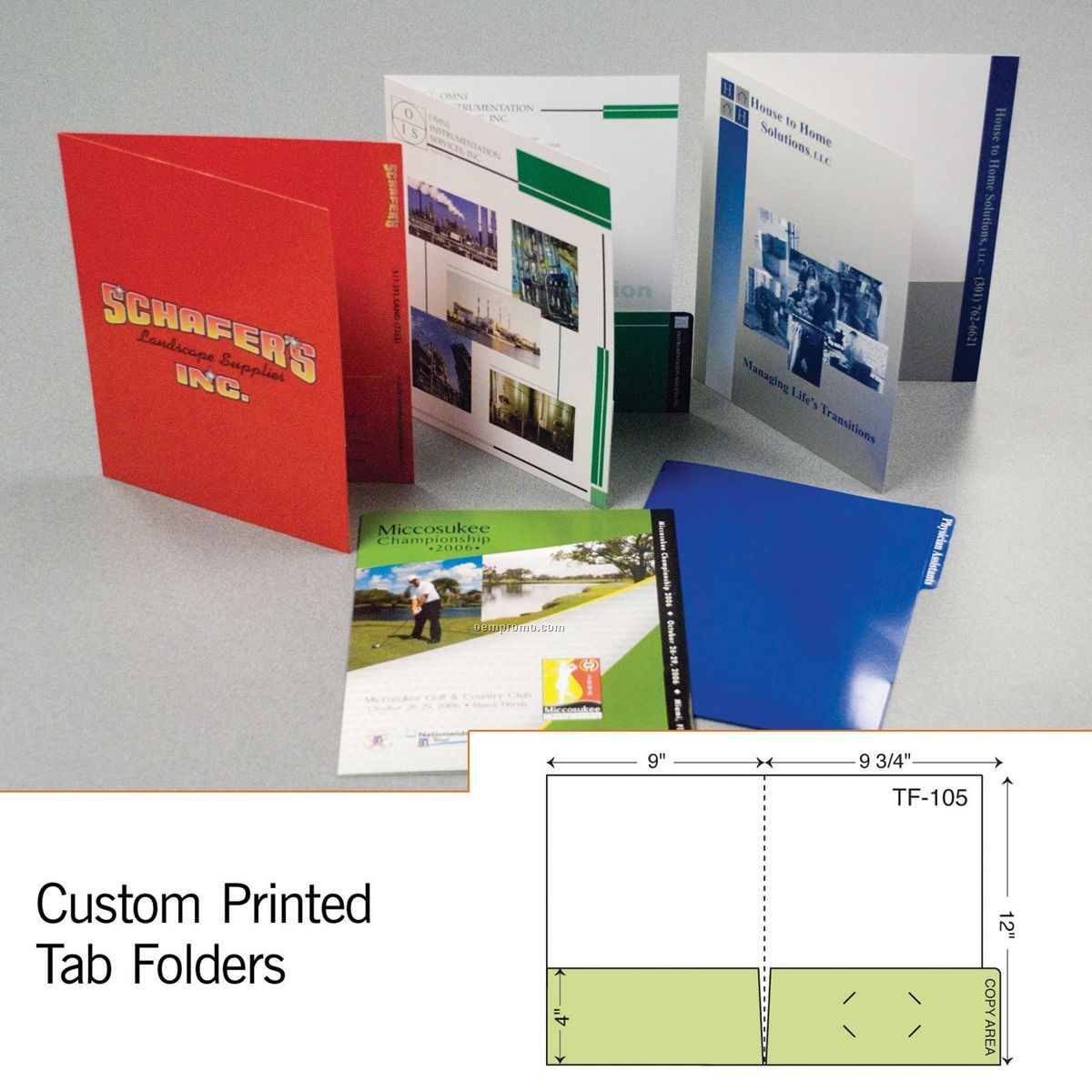Tab Folder W/ Double Pocket & 1 Tab (1 Color/1 Side)