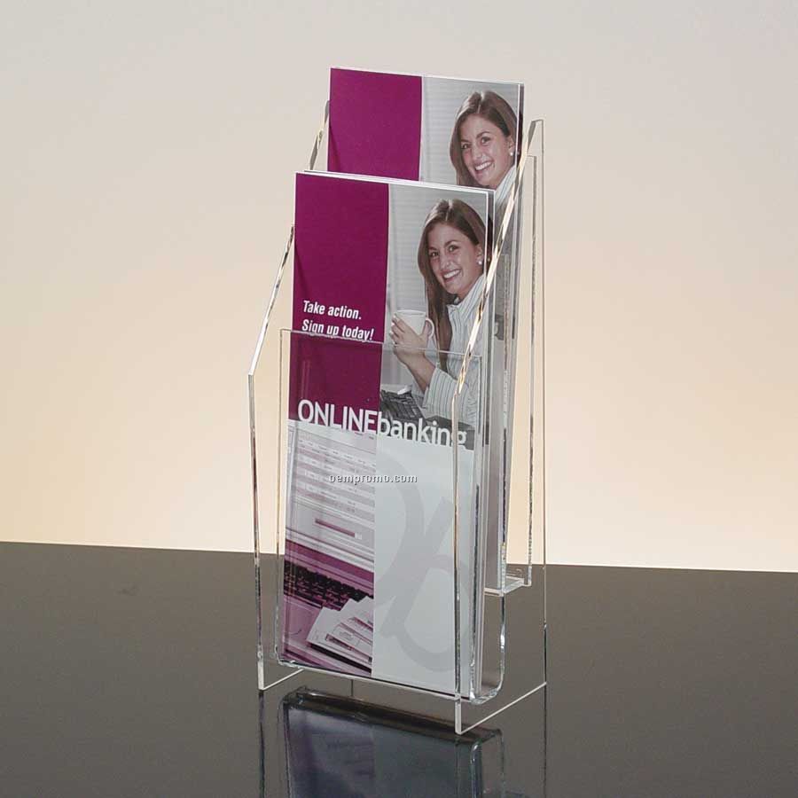 2-pocket Clear Acrylic Brochure Holder - Countertop