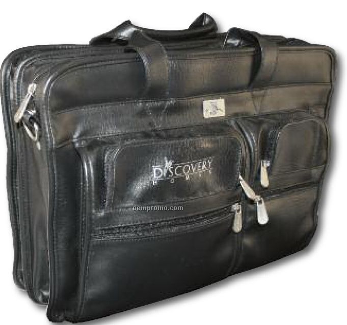 Leather Zippered Attache / 17"X12 1/4"