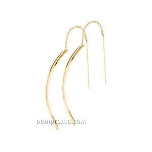 14ky Curved Bar Threader Earrings