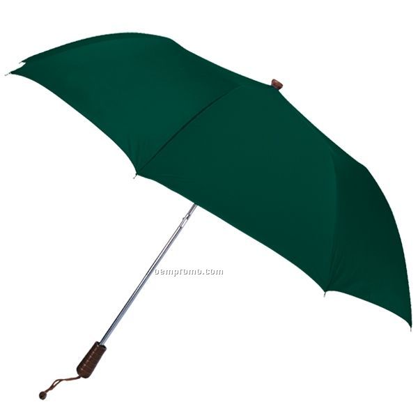 Folding Umbrella With Dark Brown Wooden Handle (Blank)