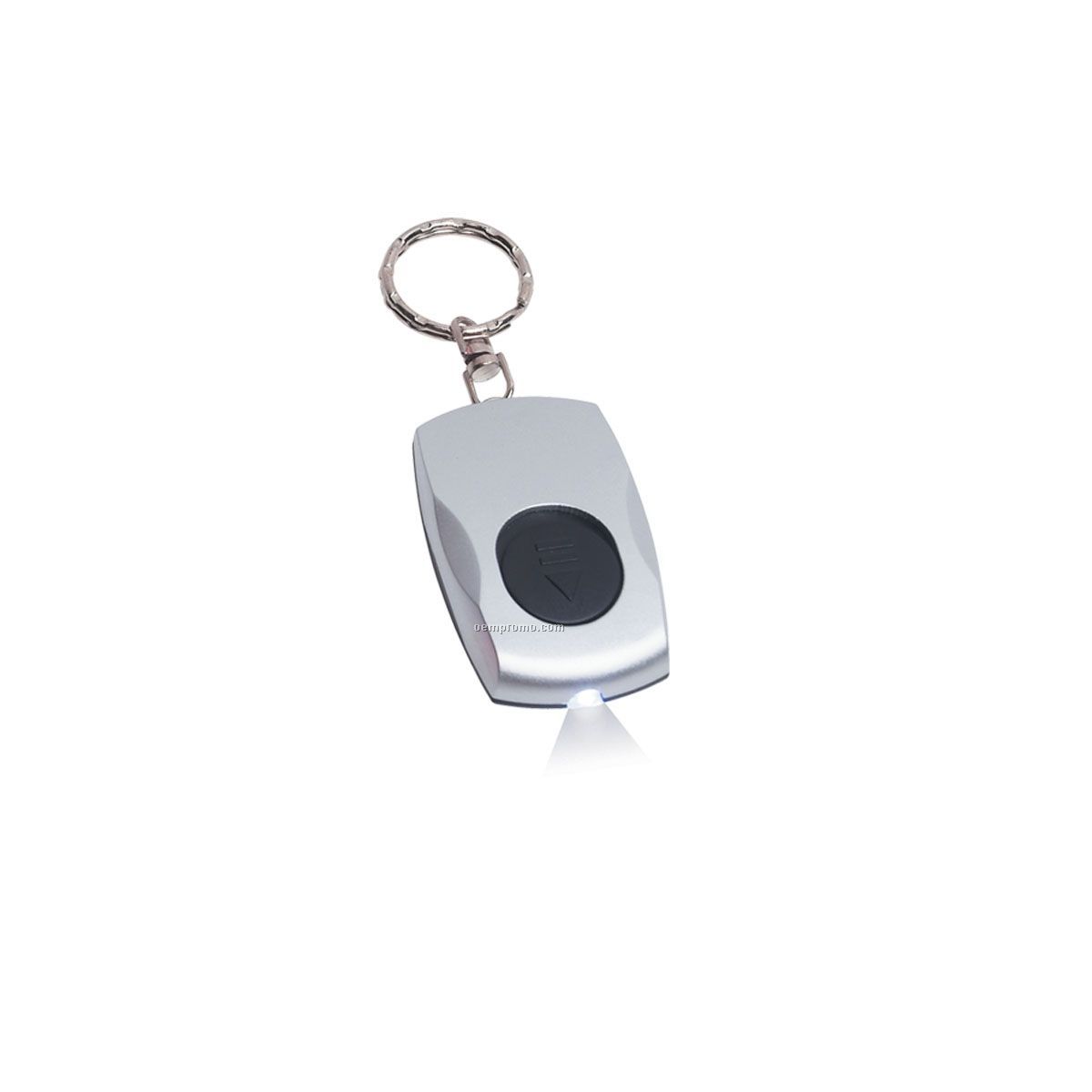 Light Up Keychain - Silver W/ Black Accents & White LED