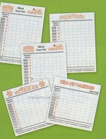 Mexican Train/ Chickenfoot Dual Use Score Pad For Number Dominoes