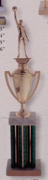 18" Single Column Trophy W/ Cup & Marble Cap