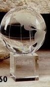2-3/8" Optical Crystal World Globe Award On Base