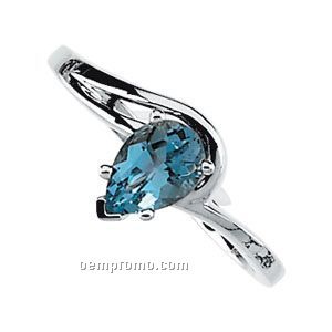 Ladies' 14kw 7x5 Genuine Aquamarine Ring