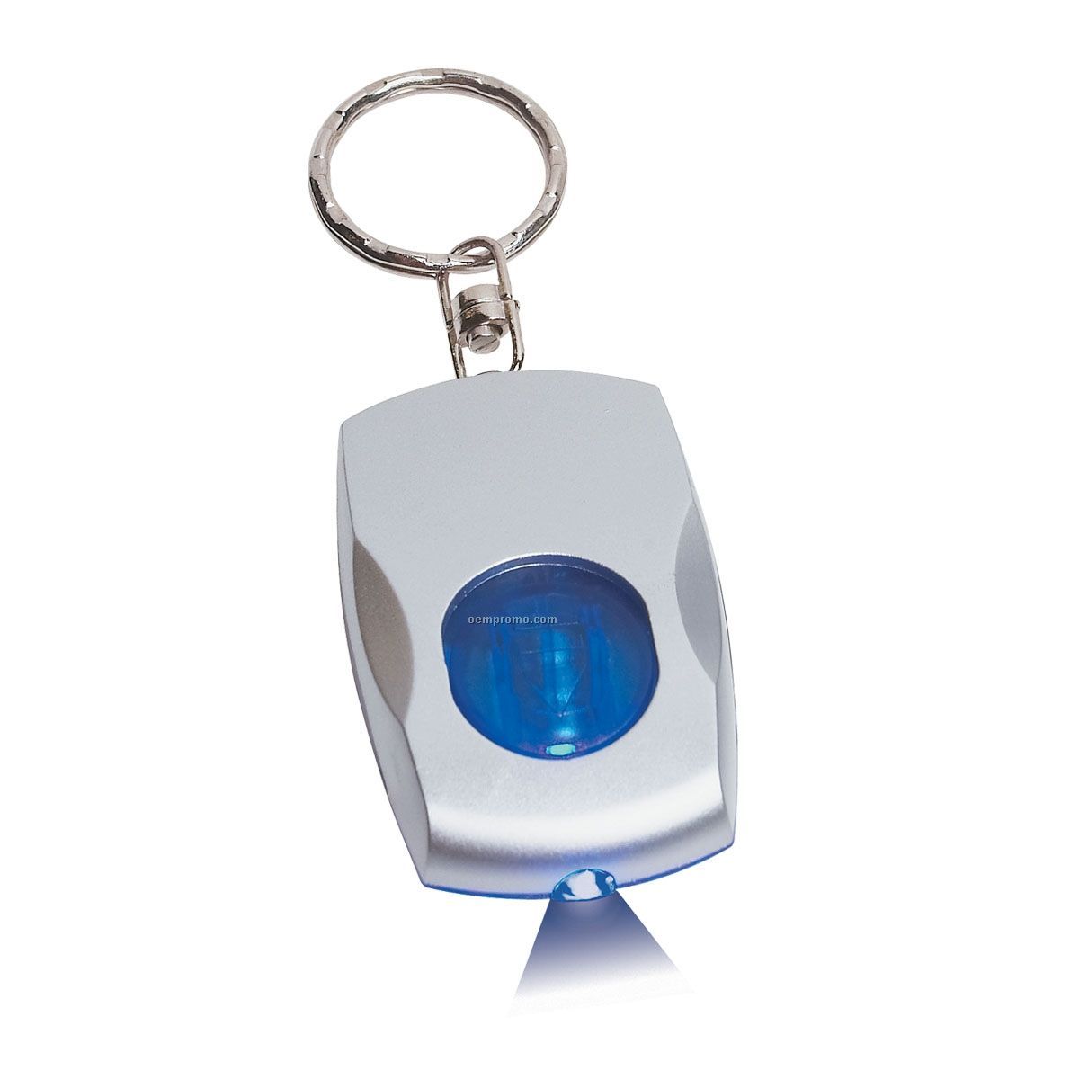 Light Up Keychain - Silver W/ Blue Accents & White LED