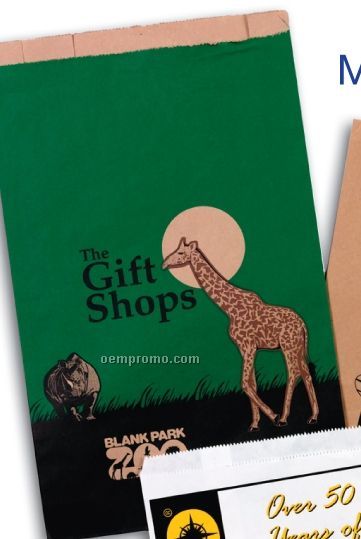 Custom Printed Natural Kraft Paper Merchandise Bag / Large Run (5"X2"X10")