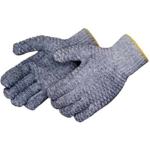 Gray Knit Glove With 2-sided Clear Pvc Honeycomb (S-xl)
