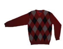 Men's V Neck Long Sleeve Argyle Sweater (M-2xl)