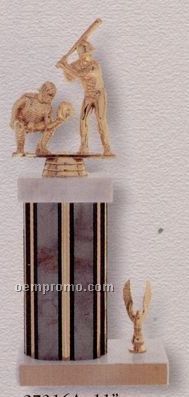 11" Single Column Trophy W/ Marble Cap & Trim