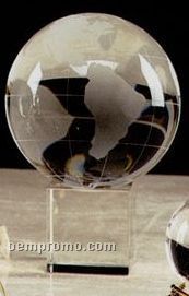 4" Optical Crystal World Globe Award On Base